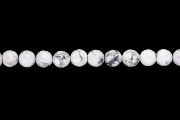 NATURAL STONE BEADS - HOWLITE FACETED - 12mm - STRING (32pcs.) Hole-2.0mm