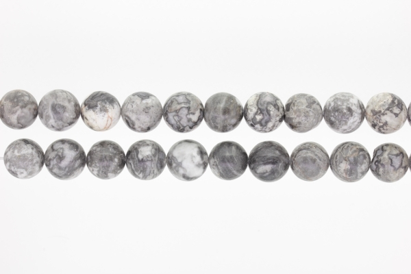 NATURAL STONE BEADS - JASPER GRAY-WHITE - 12mm - PACKAGE (2x32pcs.) Hole-2.0mm