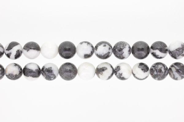 NATURAL STONE BEADS - JASPER BLACK-WHITE - 12mm - PACKAGE (2x32pcs.) Hole-2.0mm