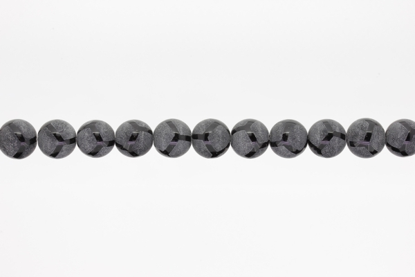 NATURAL STONE BEADS - ONYX BLACK MATTE PAINTED М1 - 12mm - STRING (32pcs.) Hole-2.0mm