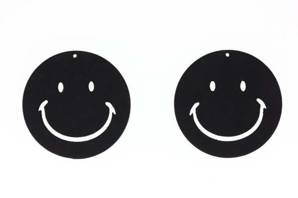 WOODEN FIGURES - CIRCLE SMILE 01 - 50x4mm BLACK - 50pcs. Hole-2.0mm