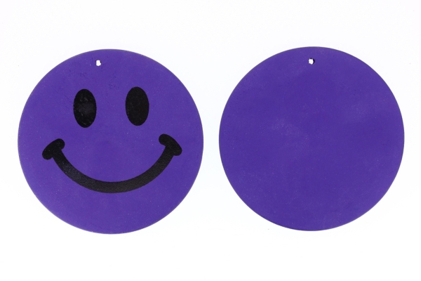 WOODEN FIGURES - CIRCLE SMILE 02 - 59x6mm PURPLE - 30pcs. Hole-2.5mm