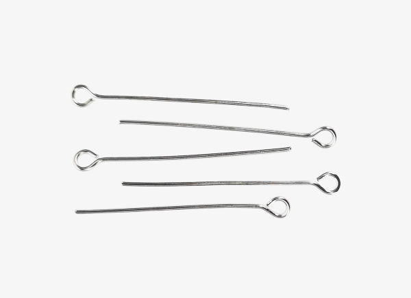 METAL ELEMENTS - EYE HEAD PINS - 30x0.7mm SILVER COLOR - 500g Hole-2.0mm (4450pcs.)