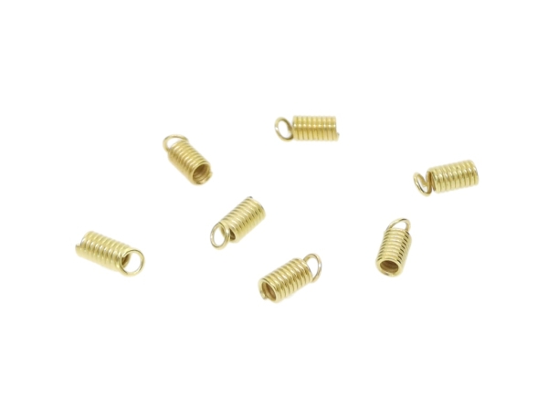 METAL ELEMENTS - STEEL SPRING CRIMP COIL CORD ENDS - 3x8mm GOLD COLOR -  500g. Hole:2.0mm (3380pcs.)