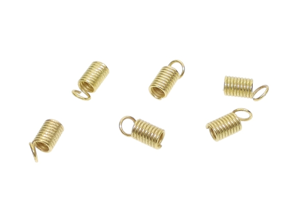 METAL ELEMENTS - STEEL SPRING CRIMP COIL CORD ENDS - 4.5x10mm GOLD COLOR -  500g. Hole:3.0mm (1340pcs.)