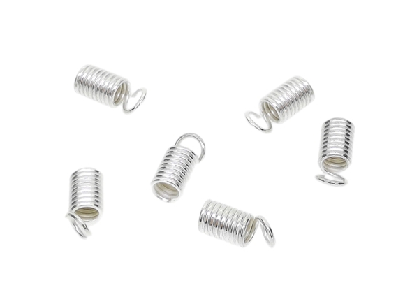 METAL ELEMENTS - STEEL SPRING CRIMP COIL CORD ENDS - 4.5x10mm SILVER COLOR -  500g. Hole:3.0mm (1340pcs.)