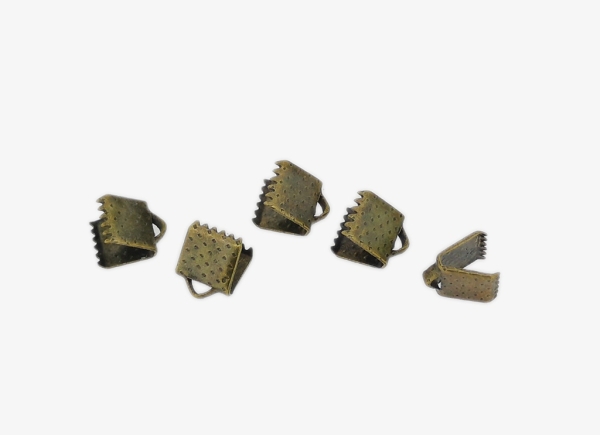 METAL ELEMENTS - RIBBON CLIP CLAMP CORD CRIMP END - 6х8mm ANTIQUE BRONZE - 500g. Hole:1.0mm (2410pcs.)