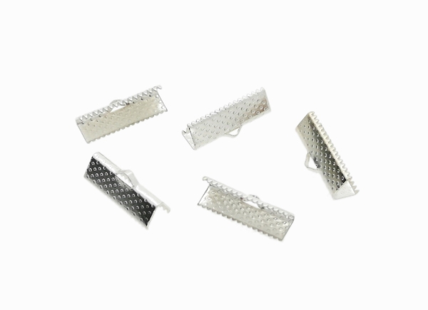 METAL ELEMENTS - RIBBON CLIP CLAMP CORD CRIMP END - 20х8mm SILVER COLOR -  500g. Hole:1.0mm (670pcs.)