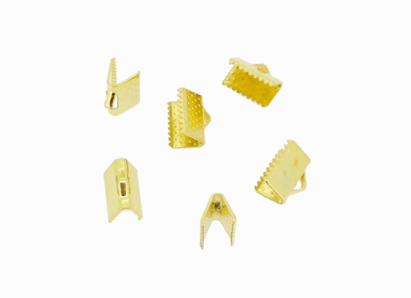 METAL ELEMENTS - RIBBON CLIP CLAMP CORD CRIMP END - 10х8mm GOLD COLOR -  500g. Hole:1.0mm (1380pcs.)