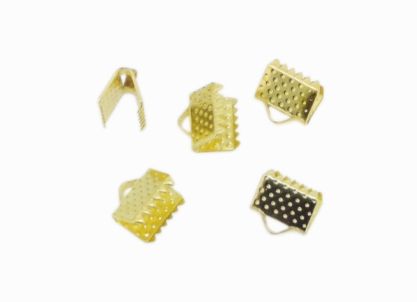 METAL ELEMENTS - RIBBON CLIP CLAMP CORD CRIMP END - 8х8mm GOLD COLOR -  500g. Hole:1.0mm (1730pcs.)