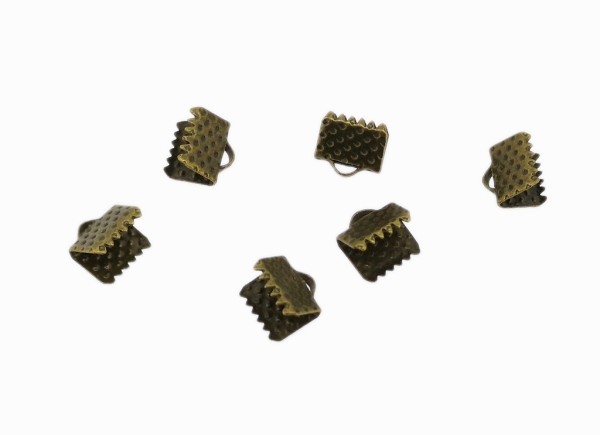 METAL ELEMENTS - RIBBON CLIP CLAMP CORD CRIMP END - 8х8mm ANTIQUE BRONZE - 500g. Hole:1.0mm (1760pcs.)