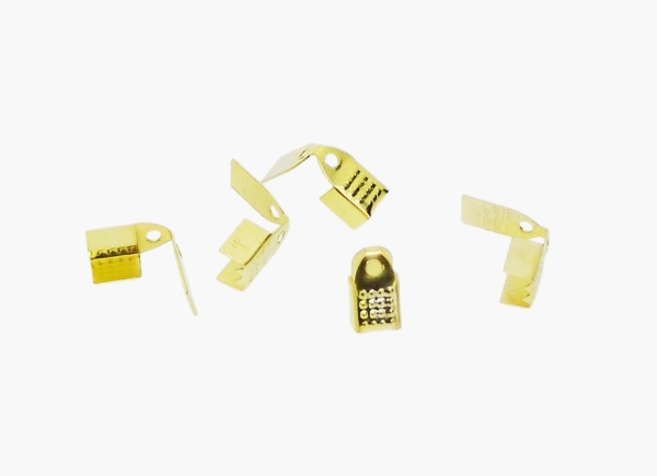 METAL ELEMENTS - METAL ROPE CRIMP FOLD CORD END LEATHER CLIP - 5х9mm GOLDEN - 1000pcs. Hole:1.0mm