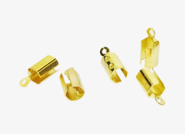 METAL ELEMENTS - FOLD OVER CRIMP CORD ENDS TUBE - 5x12mm GOLD COLOR - PACKAGE 1000pcs. Hole-1.2mm