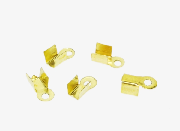 METAL ELEMENTS - FOLD OVER CRIMP CORD ENDS U-SHAPED - 4x8mm GOLD COLOR - PACKAGE 2000pcs. Hole-1.8mm