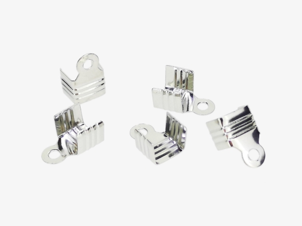 METAL ELEMENTS - FOLD OVER CRIMP CORD ENDS U-SHAPED - 7x11mm NICKEL COLOR - NICKEL FREE - 50pcs. Hole-1.9mm