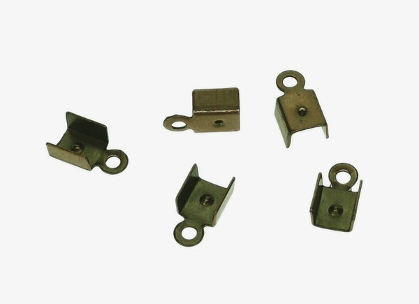 METAL ELEMENTS - FOLD OVER CRIMP CORD ENDS U-SHAPED - BRASS - 5x9mm ANTIQUE BRONZE - 50pcs. Hole-1.8mm