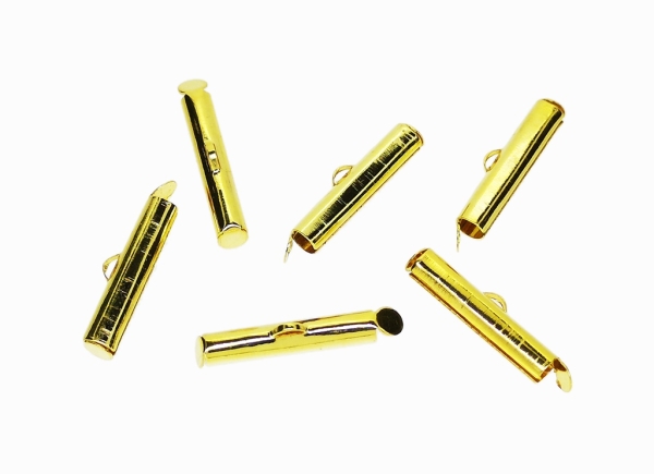 METAL ELEMENTS - SLIDE ON END - 20х4mm GOLDEN - NICKEL FREE - 250pcs. Hole:1.0mm