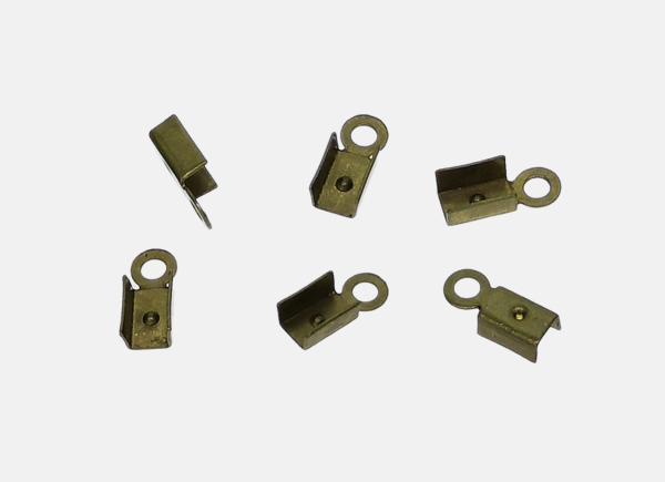 METAL ELEMENTS - FOLD OVER CRIMP CORD ENDS U-SHAPED - BRASS - 3.5x8.5mm ANTIQUE BRONZE - PACKAGE 500pcs. Hole-1.8mm