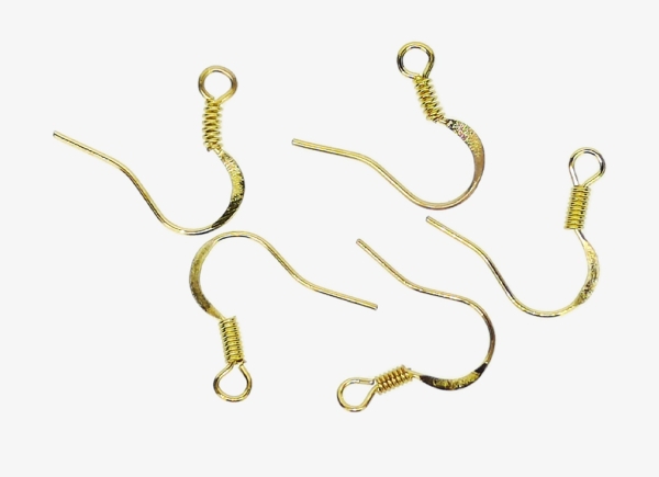 METAL ELEMENTS - EARRING FINDINGS - WIRE HOOK FLATTENED - 15x17x2mm GOLD COLOR - NICKEL FREE - 1000pcs. Hole-2.2mm