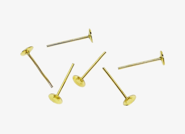 METAL ELEMENTS - EARRING FINDINGS - GLUING - FLAT - 4x12mm GOLD COLOR - 2000pcs.