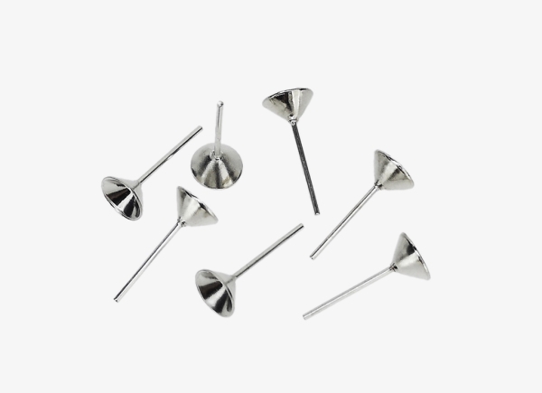 METAL ELEMENTS - EARRING FINDINGS - GLUING - CUP POST - 6x14.5mm NICKEL COLOR - NICKEL FREE - 1000pcs.