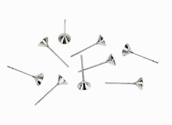 METAL ELEMENTS - EARRING FINDINGS - GLUING - CUP POST - 5x14mm NICKEL COLOR - 1000pcs.