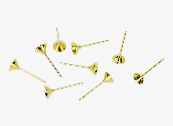 METAL ELEMENTS - EARRING FINDINGS - GLUING - CUP POST - 5x14mm GOLD COLOR - 1000pcs.