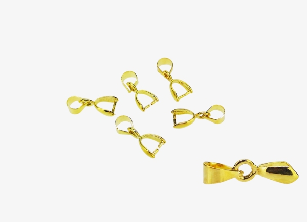 METAL ELEMENTS - PINCH CLIP BAIL CONNECTOR - BRASS - 2.5x14x5.5mm GOLD COLOR - PACKAGE 100pcs.