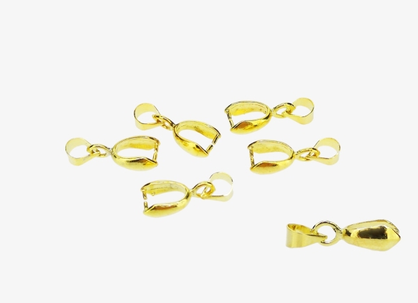 METAL ELEMENTS - PINCH CLIP BAIL CONNECTOR - BRASS - 4x16.5x6.5mm GOLD COLOR - PACKAGE 100pcs.