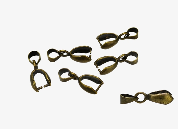 METAL ELEMENTS - PINCH CLIP BAIL CONNECTOR - BRASS - 4x16.5x6.5mm ANTIQUE BRONZE - PACKAGE 100pcs.