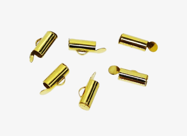 METAL ELEMENTS - SLIDE ON END - 10х4mm GOLDEN - NICKEL FREE - 50pcs. Hole:1.0mm