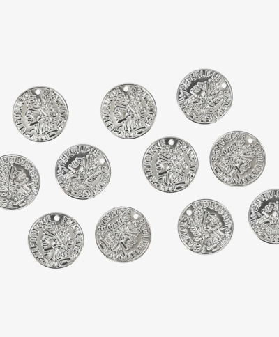 METAL ELEMENTS - IMITATION COIN FOR JEWELRY - 17mm - MODEL 02 - NICKEL COLOR -  NICKEL FREE -  1000pcs. Hole-1.5mm