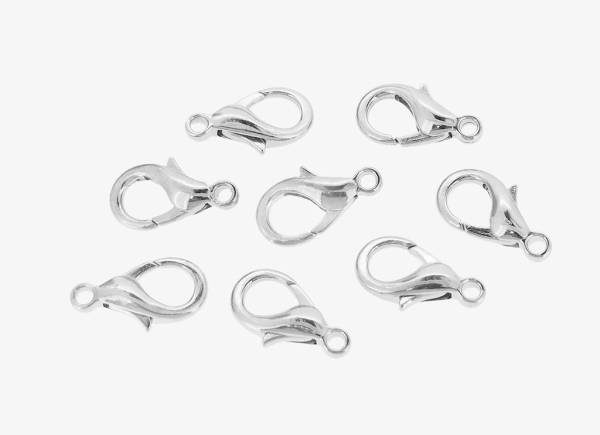 METAL ELEMENTS - LOBSTER CLAW CLASP PARROT CLOSURE - 10x18x4.5mm NICKEL COLOR - PACKAGE 200pcs. Hole-2.2mm