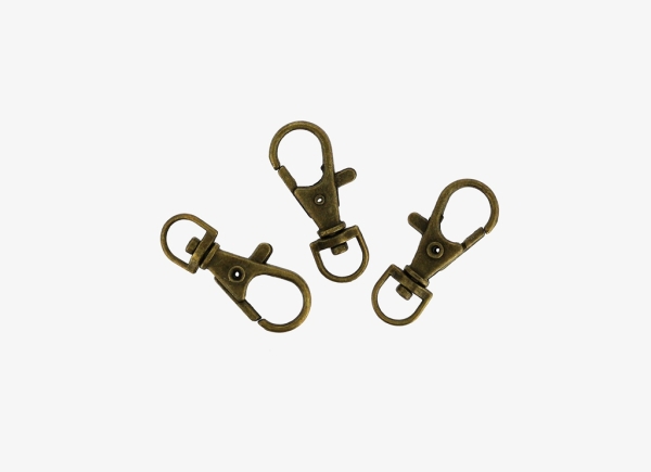 METAL ELEMENTS - SWIVEL LOBSTER CLAW CLASP - 36.5x16x5.5 MM ANTIQUE BRONZE - 100pcs.