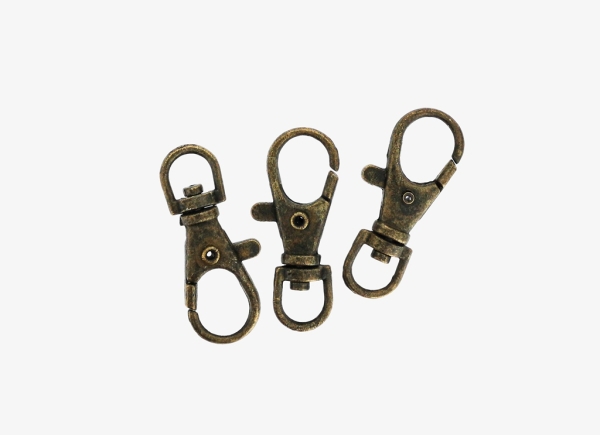 METAL ELEMENTS - SWIVEL LOBSTER CLAW CLASP - 38x16x5.5 MM ANTIQUE BRONZE - 100pcs.