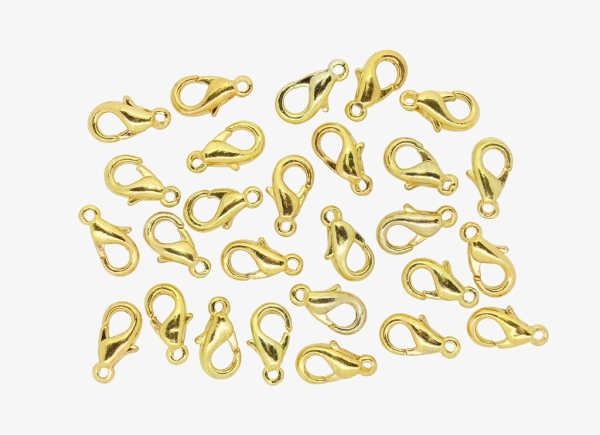 METAL ELEMENTS - LOBSTER CLAW CLASP PARROT CLOSURE - 5.5x10x3mm GOLD COLOR - 50pcs. Hole-1.0mm