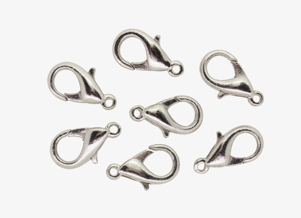 METAL ELEMENTS - LOBSTER CLAW CLASP PARROT CLOSURE - 9x16x4mm NICKEL COLOR - PACKAGE 250pcs. Hole-1.8mm