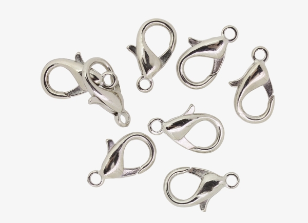 METAL ELEMENTS - LOBSTER CLAW CLASP PARROT CLOSURE - 11x18x4.5mm NICKEL COLOR - 10pcs. Hole-2.2mm