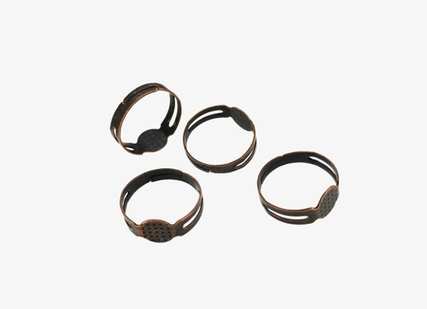 METAL ELEMENTS - RING FINDINGS - ADJUSTABLE BLANK RINGS GLUE ON PAD 01 BASE WITH - 17mm ANTIQUE BRASS - 200pcs.