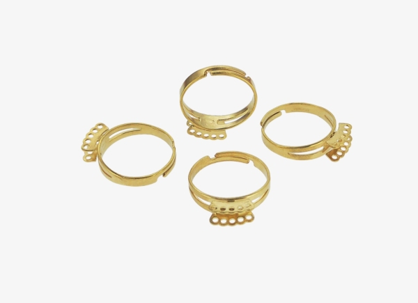 METAL ELEMENTS - RING FINDINGS WITH 2 ROWS 10 LOOPS 03 - BRASS - 18mm GOLD COLOR - 20pcs. Hole: 1.3mm