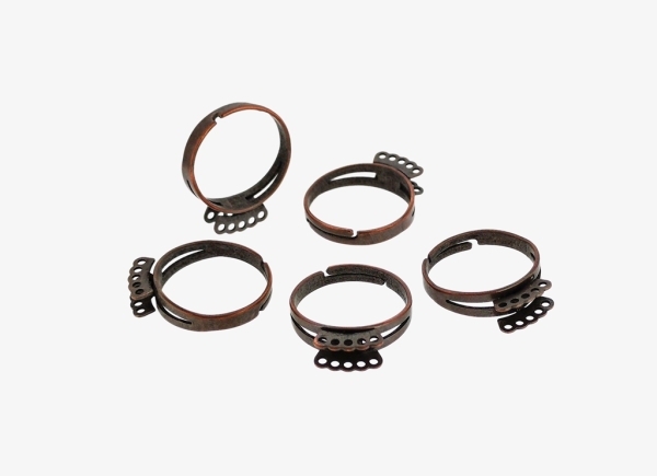 METAL ELEMENTS - RING FINDINGS WITH 2 ROWS 10 LOOPS 03 - BRASS - 18mm ANTIQUE BRASS - 20pcs. Hole: 1.3mm