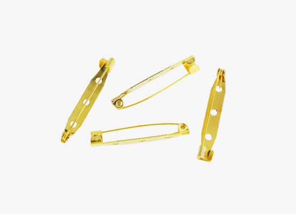 METAL ELEMENTS - BROOCH CLIP BASE SAFETY PINS - 35x5.5x6mm GOLD COLOR - NICKEL FREE - PACKAGE 500pcs. Hole:2.4mm