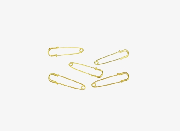 METAL ELEMENTS - LARGE SAFETY PINS FOR BLANKETS - 50x13x5mm GOLD COLOR - NICKEL FREE - 5pcs. 