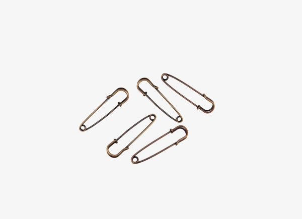 METAL ELEMENTS - LARGE SAFETY PINS FOR BLANKETS - 50x13x5mm ANTIQUE BRASS - 100pcs. 