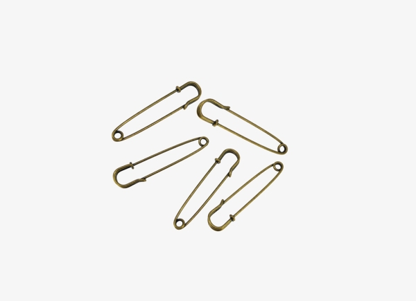 METAL ELEMENTS - LARGE SAFETY PINS FOR BLANKETS - 55x13x5mm ANTIQUE BRONZE - 100pcs. 