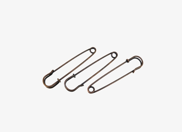 METAL ELEMENTS - LARGE SAFETY PINS FOR BLANKETS - 70x17x6mm ANTIQUE BRASS - 100pcs. 