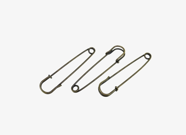 METAL ELEMENTS - LARGE SAFETY PINS FOR BLANKETS - 70x17x6mm ANTIQUE BRONZE - 100pcs. 