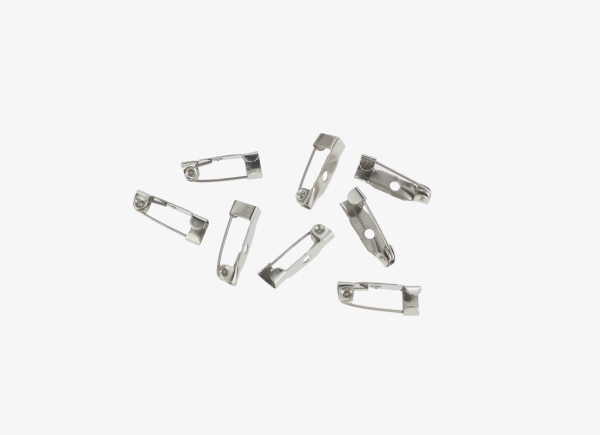 METAL ELEMENTS - BROOCH CLIP BASE SAFETY PINS - 15x4x4.5mm NICKEL COLOR - NICKEL FREE - PACKAGE 1000pcs. Hole:2.0mm